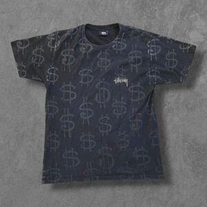 Vintage Y2k Stussy Reflective Dollar Sign Graphic Streetweat Tee Medium READ